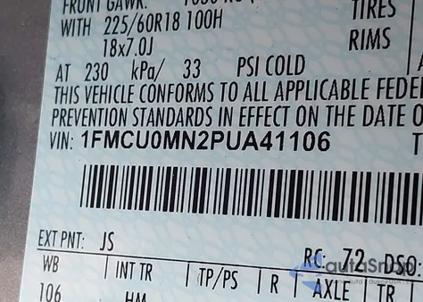 2023 Ford Escape St-Line from USA, damaged, VIN 1FMCU0MN2PUA41106